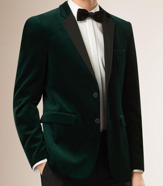 Abiti da uomo Giacche da smoking in velluto verde Scialle con risvolto Smoking formali Allentato Vintage Retro Cena Party Prom Suit Blazer (1 giacca) Senza pantaloni