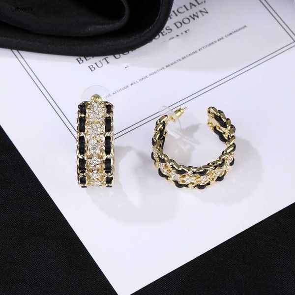 Designer de brincos de argola para mulheres diamante pentagrama jóias metal couro tecelagem design pingentes de orelha incluindo caixa de marca presentes de casamento