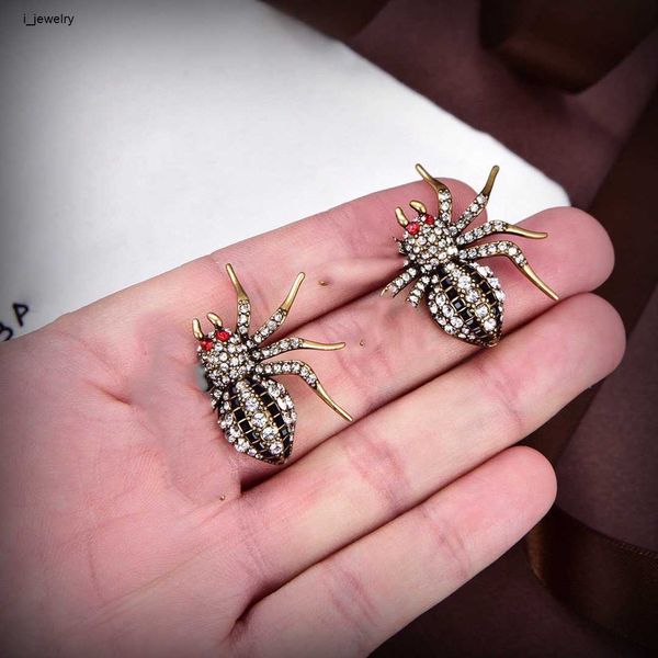 orecchini di design a forma di ragno nero per donna Gioielli con ciondolo Pendenti per orecchie con decorazione piena di diamanti Scatola inclusa Regali di festa