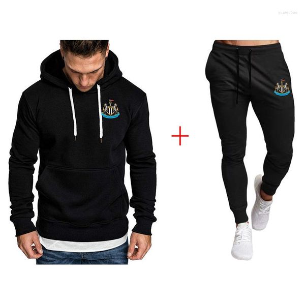 Tute da uomo Abbigliamento sportivo da uomo Puro cotone stampato Sport casual Completo a due pezzi Felpa con cappuccio Pantaloni da jogging Set da palestra per fitness