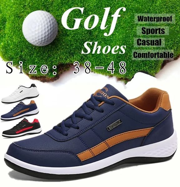 Sapatos de vestido sapatos de golfe leves masculinos casuais sapatos esportivos respirável impermeável anti-deslizamento sapatos ao ar livre masculino tamanho 38-48 231009