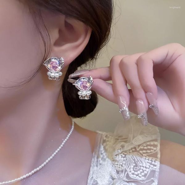 Ohrstecker 2023 Charm Bouquet für Frauen exquisiter Strass baumelnder Ohrring eleganter koreanischer Hochzeitsschmuck