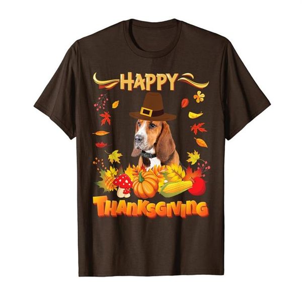 Feliz Dia de Ação de Graças Basset Hound Dog Estou grato pelo meu amor T-Shirt2450