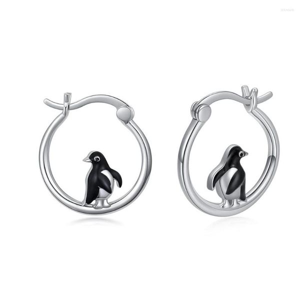 Ohrstecker Harong Design Pinguin-Creolen-Ohrring, modischer Damenschmuck, trendiger niedlicher Tier-Emaille-Silberplattierung-Tropfen-Geschenk