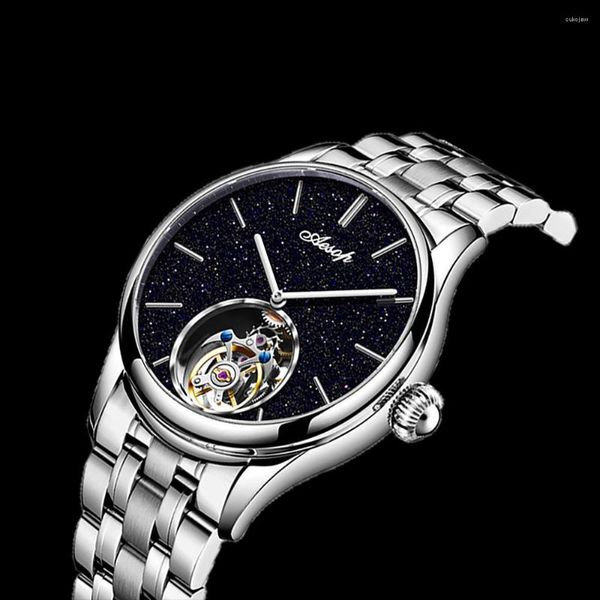Наручные часы AESOP Tourbillon Часы для мужчин Летающий скелет Механические роскошные водонепроницаемые мужские часы Сапфировые часы Наручные часы с настоящим бриллиантом