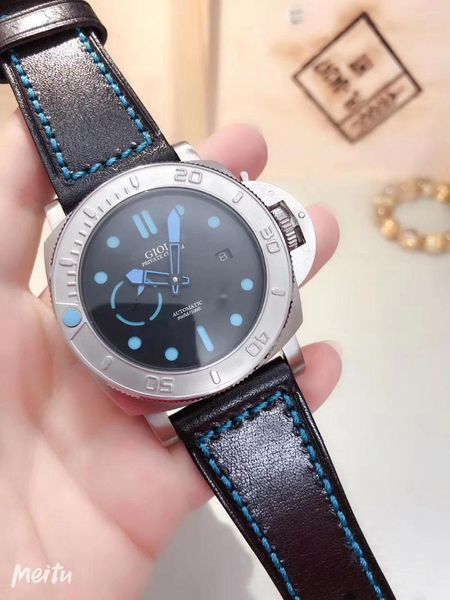 Relógios de pulso Homens Automático Mecânico Eco Titanium Black Rubber Leather Watch