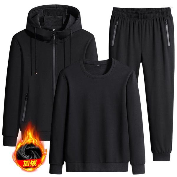 Tute da uomo Set da uomo Tuta con cappuccio Pantaloni Gilet Moda Mantieni caldo Casual Sport all'aria aperta Jogging Fitness Abbigliamento sportivo Felpa Tuta