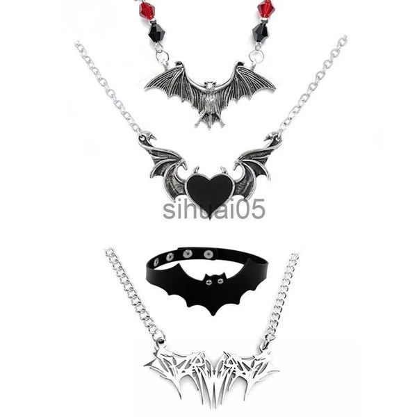 Ожерелья с подвесками в готическом стиле, ожерелье с летучей мышью-вампиром, панк, хип-хоп, рок, винтажное металлическое ожерелье с подвеской для женщин и мужчин, вечерние ювелирные изделия на Хэллоуин, подарок x1009