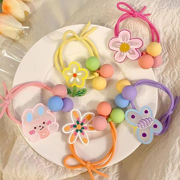 Acessórios de cabelo Colorido Corda Infantil Desenhos Animados Cabeça Frisada Menina Rabo de Cavalo Não Dói Banda Headdress Bebê Scrunchie