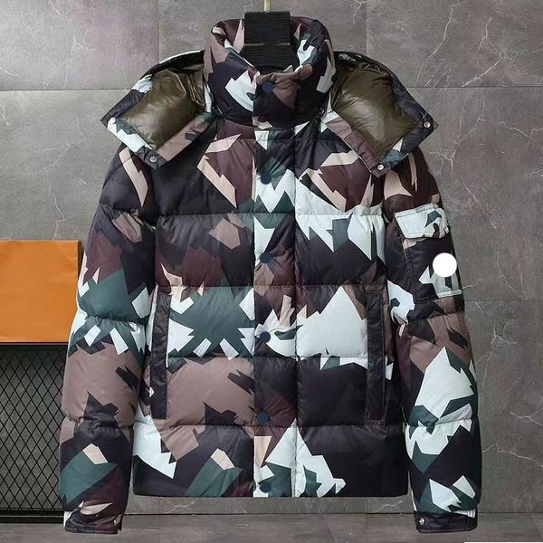 Parkas Erkek Down Ceket Tasarımcı Kış Paltosu Kadın Nakış Rozeti Eğik Cep Duran Boyun Gizli Şapka Motosiklet Puffer Jack 95Hz2