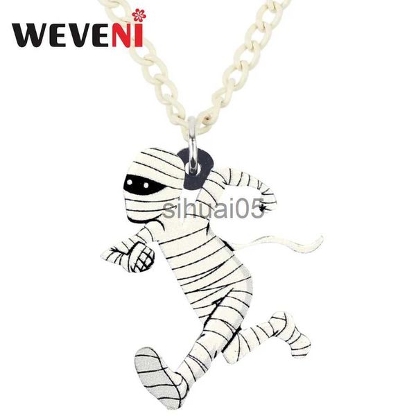 Colares Pingente WEVENI Acrílico Halloween Correndo Múmia Zumbi Colar Pingente Cadeia Gargantilha Colar Anime Femme Jóias Para Mulheres Meninas Dropship x1009