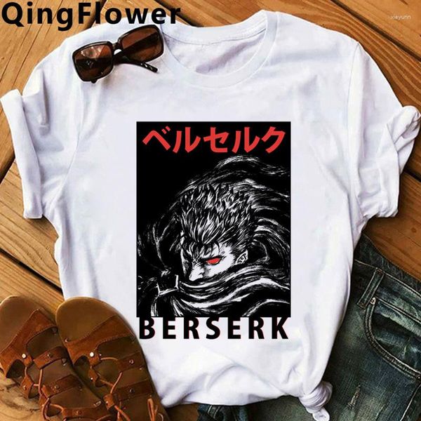 Homens camisetas Berserk Guts Eyes Camiseta Masculina Harajuku Tumblr Kawaii Ulzzang Camisa Branca Verão Top Roupas de Casal