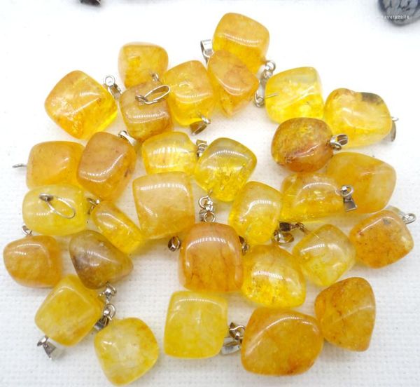 Collane con ciondolo Pietra preziosa naturale Quarzo Cristallo giallo Ametista Pendenti di forma irregolare per gioielli fai da te Accessori per la creazione di 10 pezzi