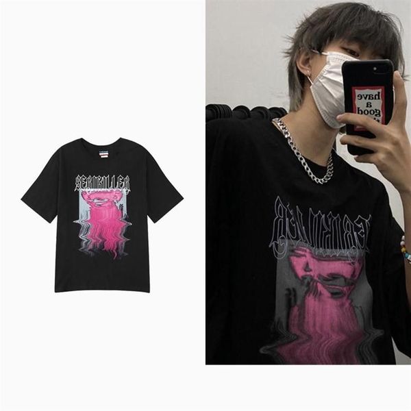 T-shirt da uomo Retro Hip Hop Magliette in cotone da uomo Unisex oversize Harajuku Gothic 90s Camicia Abbigliamento Graphic Goth Top301A