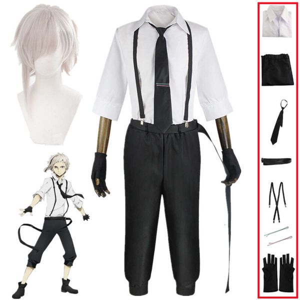 Anime Bungo Stray Dogs Atsushi Nakima Costume Cosplay Camicie Pantaloni Abiti uniformi Halloween Carnevale Festa di Natale Vestiticosplay