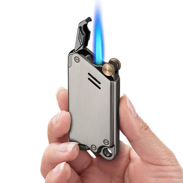 Feuerzeuge Neue Kein Gas Feuerzeug Kreative Metall Taschenlampe Turbo Schleifscheibe Feuerzeug Schlüsselbund Zigarette Feuerzeuge Rauchen Zubehör Gadget Für Männer SYV7