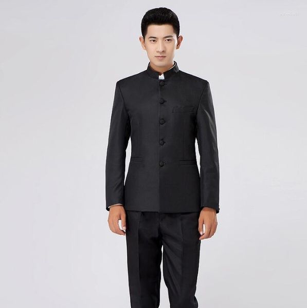 Ternos masculinos coro mariage noivo casamento para homens blazer meninos baile de formatura fino túnica chinesa terno mais recente casaco calça projetos vestido formal