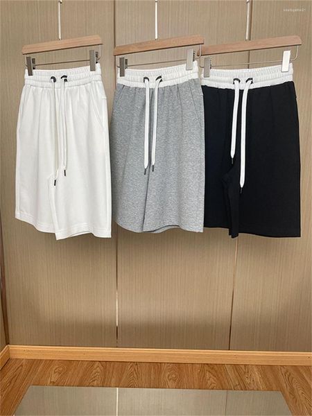 Frauen Shorts Frauen Weiß Grau Schwarz Elastische Taille Kordelzug Perlen Kette Gerade Lose Beiläufige Sommer 2023 Weiblich