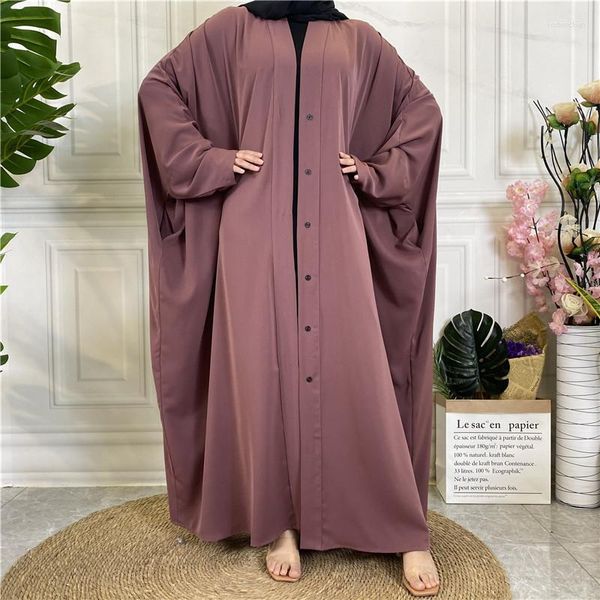 Ethnische Kleidung Muslim Elegant Abaya Afrikanischer Kleid mit Knöpfen Dubai Langes Frauen Abend Robe Kaftan Marokkaner Hochzeits Caftan Ramadan Ramadan