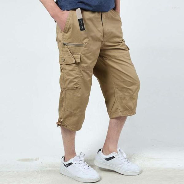 Männer Hosen Baumwolle Reithosen Sommer Casual Hosen Militär 5xl Cargo-Shorts Armee Multi Tasche Capri Kleidung 2023