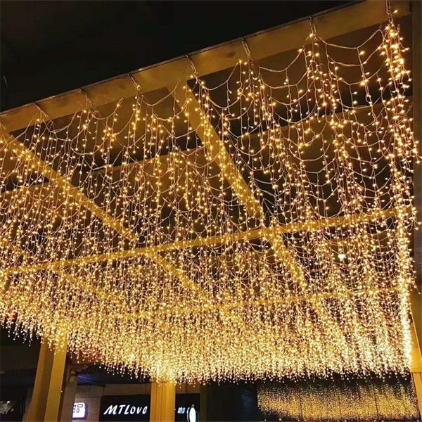 Cordas de led luzes de natal guirlanda de fadas 6x 3m/3x3m led sincelo luz corda navidad decoração ano novo ao ar livre cortina interna corrente led
