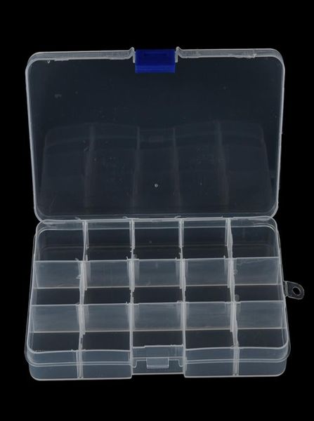1 pçs conveniente isca de pesca ferramenta caso caixas de plástico transparente caixa de trilha de pesca com 15 compartimentos whole4641854