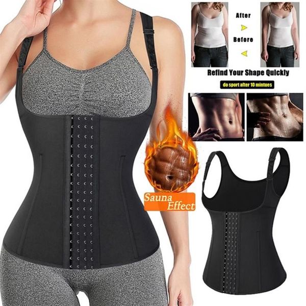 Shapers femininos neoprene corpo shaper sauna suor colete para mulheres cintura trainer espartilho trimmer com cinto perda de peso faja shape219g