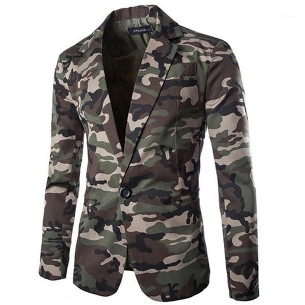 Zogaa blazer camuflado masculino outono marca camo um botão blazer masculino ajuste fino gola virada para baixo terno jaqueta casual coats285z