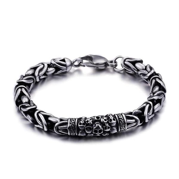 Звено-цепочка, модный винтажный стиль, браслет викингов на запястье, серебряный цвет, очаровательный череп для мужчин, Jewelry242W