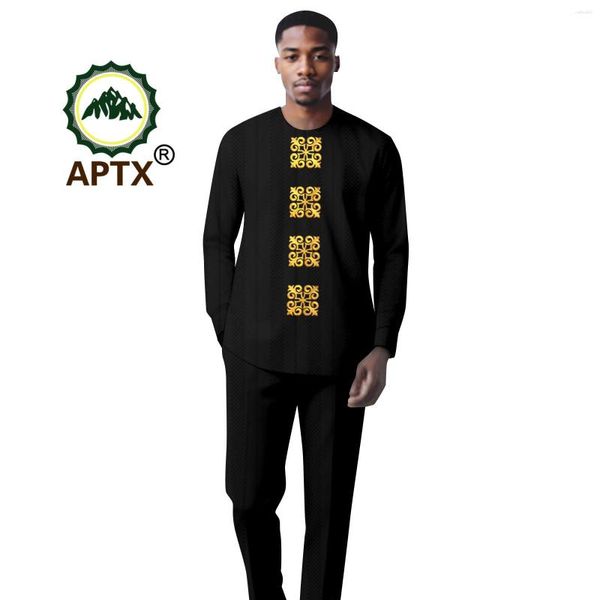 Erkek Trailsits Afrikalı erkekler geleneksel kıyafetler 2 adet gömlek pantolon seti uzun kollu üst ince fit pantolonlar rahat dashikiattiire A2316078