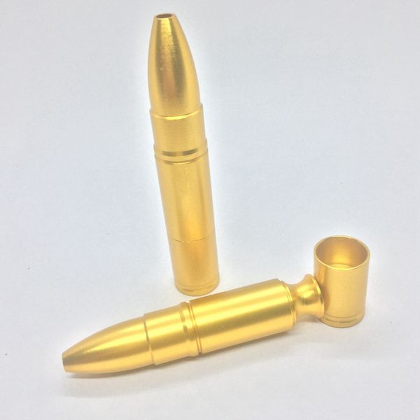 Mini Gold Aluminium Rauchpfeifen Bullet Patronenform Kräutertabak Tragbare abnehmbare Filterschale Innovative Handpfeifen Filtermundstück Zigarettenspitze DHL