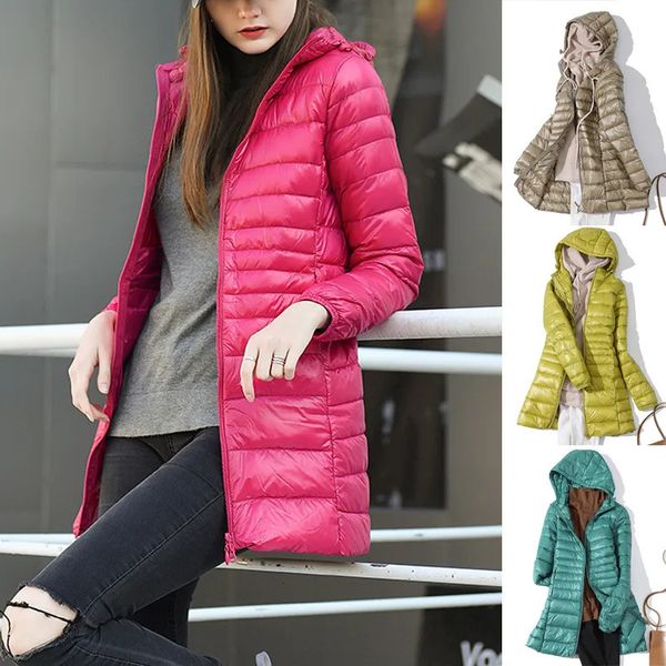 Piumino da donna Parka ultraleggero bianco anatra giacca donna autunno inverno caldo cappotto casual slim lungo tuta sportiva con cappuccio 231009