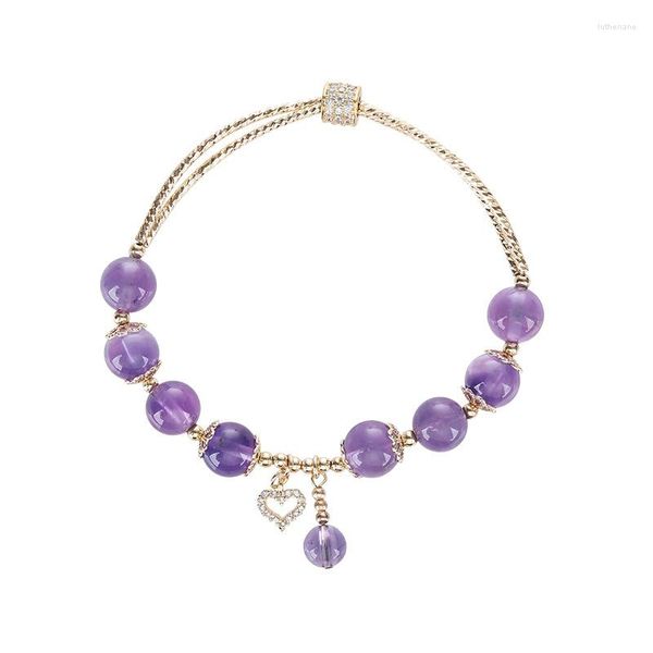 Charm-Armbänder Elegantes Amethyst-Kristallarmband für Damen mit Herz