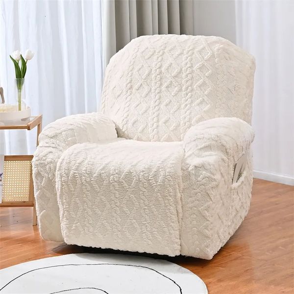 Cadeira cobre engrossar pelúcia reclinável sofá capa macio veludo preguiçoso menino poltrona inverno quente antiderrapante slipcovers para sala de estar 231009