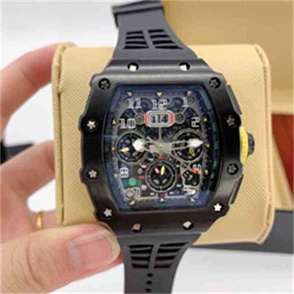 Luxo RMiles Swiss Watch ZF Factory Tourbillon Movimento Automático Novo Cronógrafo relógios de pulso rm1103 Luxo Personalizado Mineral Glass Movement Designer Hi