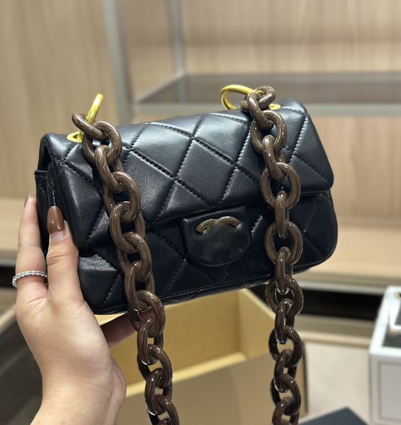 Chanei 23A Tasarımcı Crossbody Bag debriyaj çantası tasarımcı omuz çantası kadın çantası lüks çantalar ahşap tahıl yol zinciri çantası gerçek deri en iyi kalite20*13cm