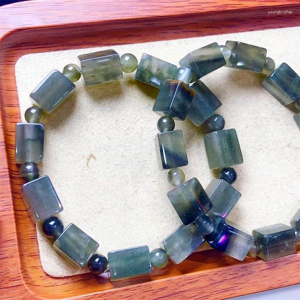 Link Pulseiras Natural Garden Quartz Cube Pulseira Handmade Mulheres Cura Gemstone Cristal Strand Bangles Amantes Namorada 1 PCS 8x12mm