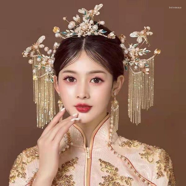 Заколки для волос в китайском стиле, аксессуары для палочек Hanfu для женщин Xiuhe, свадебная винтажная повязка на голову, шпильки, короны