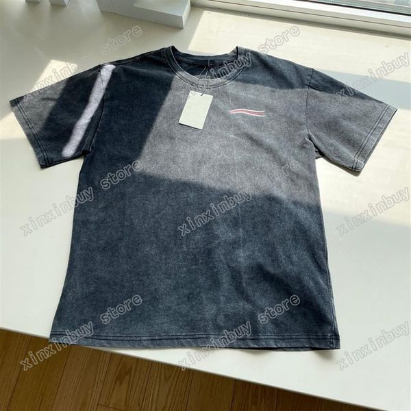 22ss Uomo Donna Designer magliette tee sea wave DESTROYED tie dye stampa cotone manica corta girocollo Streetwear xinxinbuy nero bl257Z