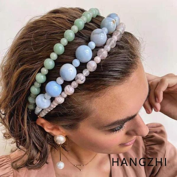 Haarspangen HANGZHI Süße Bonbonfarbene Perlenbänder Temperament Minimalistisches Stirnband Zubehör Trendige Kopfbedeckung für Frauen Mädchen