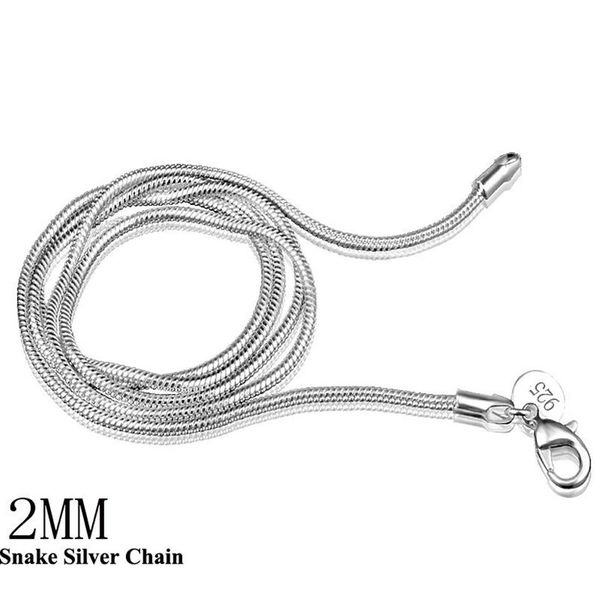 Unisex-Schlangenkette aus Sterlingsilber, 25 Stück, 925er-Silberkette, Karabinerverschlüsse, Halsketten, Valentinstagsgeschenk, wunderschöne Mode281s