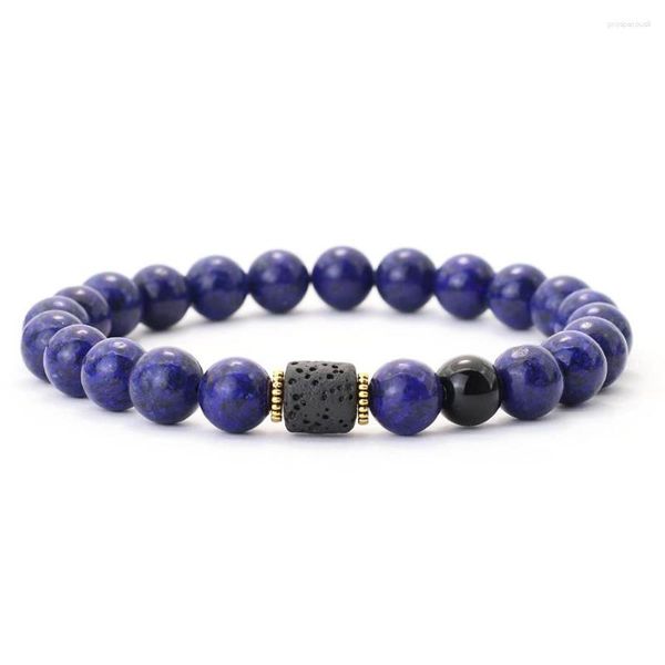 Charme Pulseiras 2023 Novidades Mens Pulseira de Pedra Natural 8mm Vermelho Howlite Lapis Lazuli Beads Acessórios de Mão Presente para Ele Energia Jóias