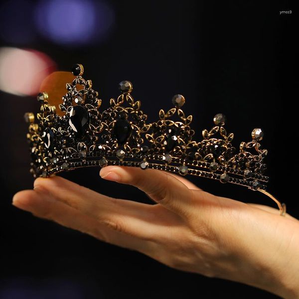 Fermagli per capelli Itacazzo Copricapo da sposa Una moda da donna nera Matrimonio Principessa Strass Classico Diademi Corona di compleanno per ragazza