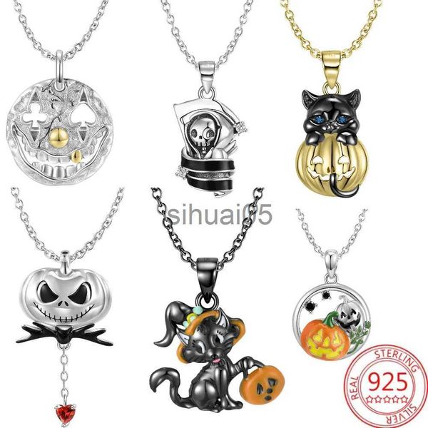 Collane con ciondolo Nuovo prodotto originale S925 Fascino in argento sterling Zucca Fantasma Gatto Collana Pendente Halloween Cosplay Boutique Gioielli fai da te x1009