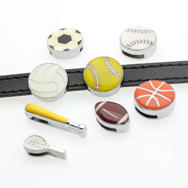 100 teil/los 8mm Baseball Fußball Fußball Basketball Sport Dia-Charme DIY Schmuck Erkenntnisse fit für 8MM Armband Leder Armband als Geschenk