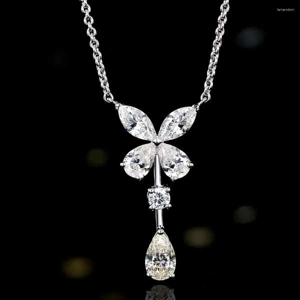 Pingente colares wong chuva 18k banhado a ouro 925 prata esterlina borboleta laboratório safira gemstone mulheres colar jóias presente de aniversário