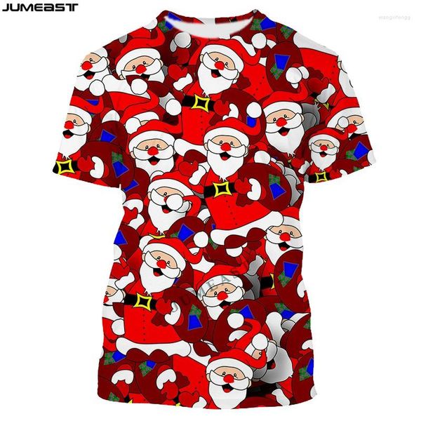 Homens camisetas Jumeast Marca Homens Mulheres 3D Impresso T-shirt Feliz Natal Papai Noel Hip Hop Camisa de Manga Curta Esporte Pulôver Tops Tees