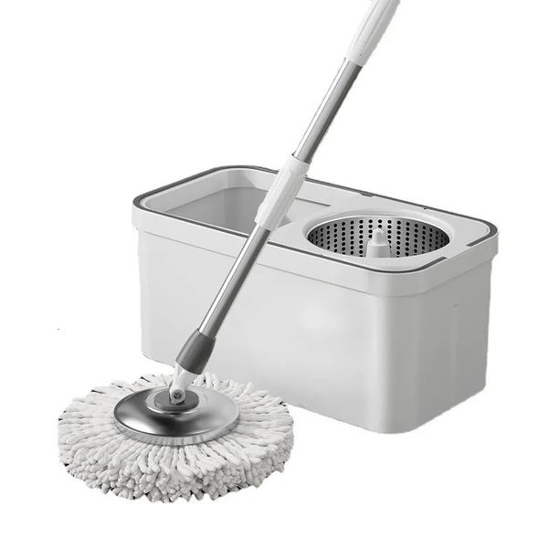 Mop QUANGE Rotondo Lazy Mop Rotazione a 360° Pressatura a mano Spin Separazione delle acque reflue Senza strizzatura con secchio Detergente per cucina domestica 231009