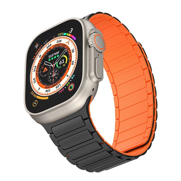 Fivela flexível laço magnético silicone banda pulseira pulseira inteligente para apple watch série 3 4 5 6 7 8 9 ultra se ultra2 40/41mm 44/45mm 49mm