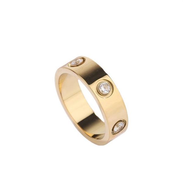 2021 Mujeres Hombres Anillo de amor Joyería de diseño de lujo Joyería de titanio Acero personalizado Pareja simple Moda Diamante Plata Anillos de oro 192Z